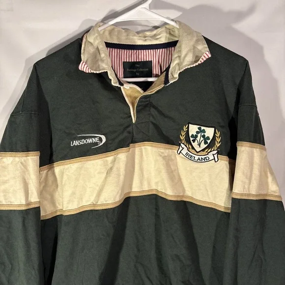 Ireland Three Shamrock Rugby Shirt Unisex Polo Shirt by Lansdowne Size XL - Picture 2 of 16